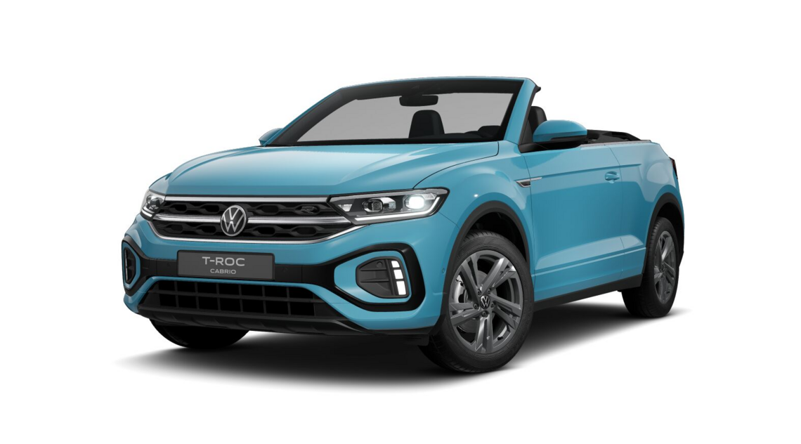 Front Links Ansicht: T-Roc Cabrio R-Line in tealblau
