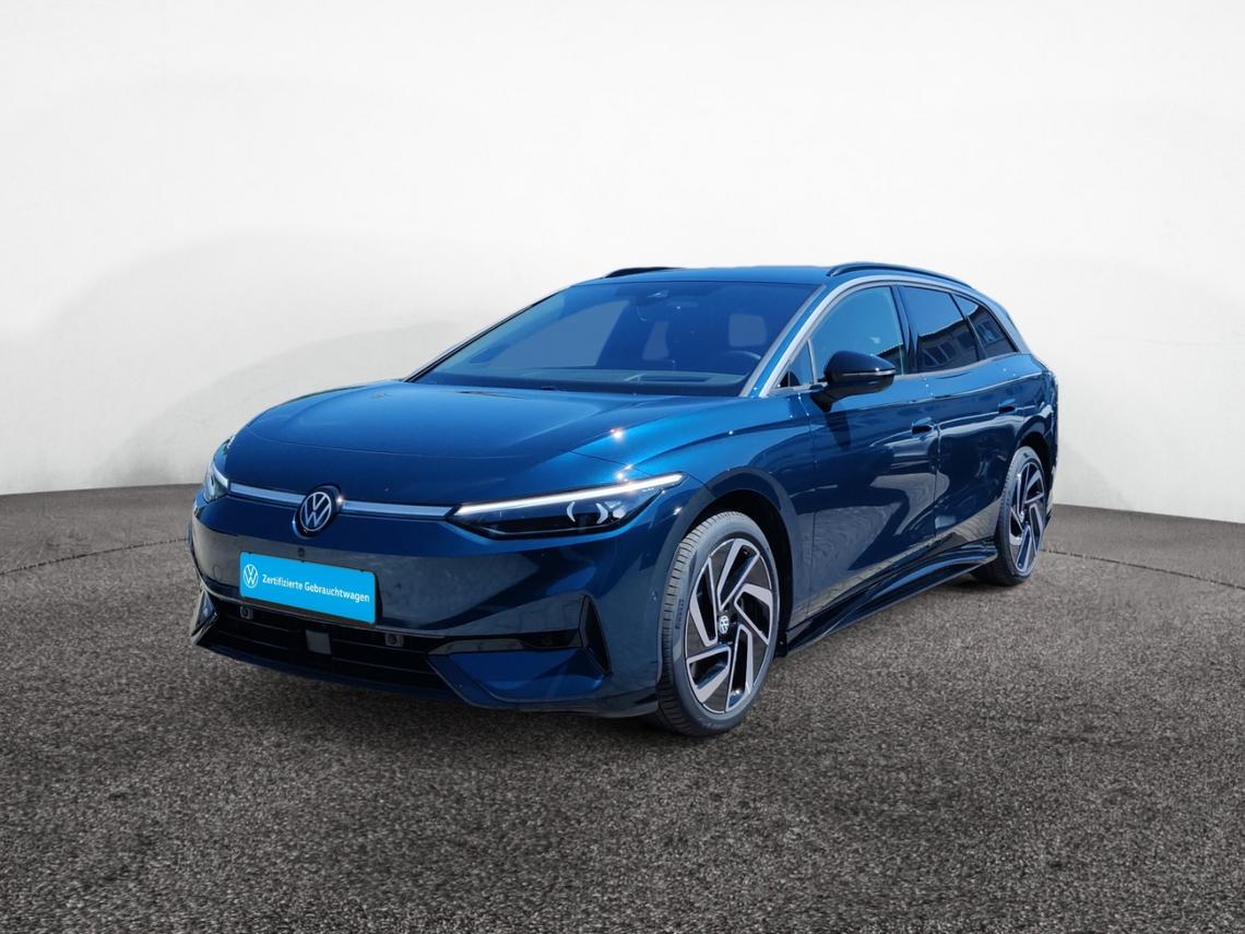 Front Links Ansicht: Blauer ID.7 Tourer Pro
