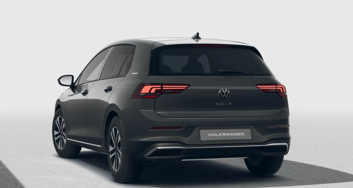 Seitliche Heckansicht: Uranograuer Golf Energy