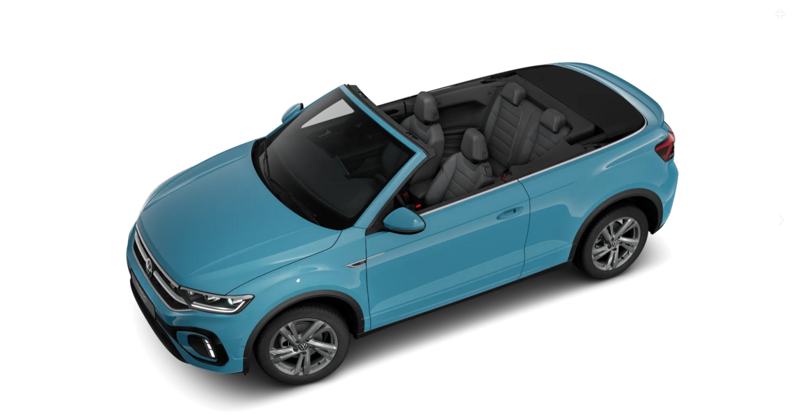 Vogelperspektive: Ansicht eines tealblauen T-Roc Cabriolet R-Line