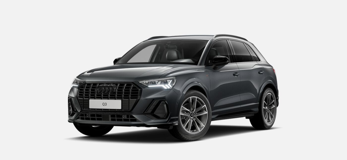 Front Links Ansicht eines grauen Audi Q3