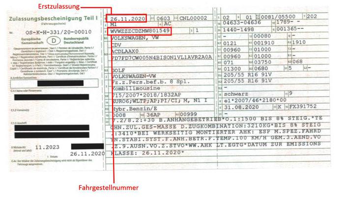 Fahrzeugschein-Gebrauchtwagenankauf